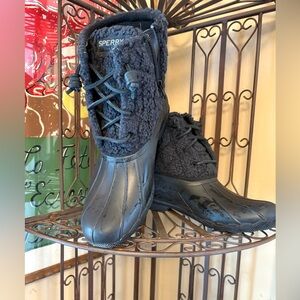 Sperry Black Sherpa-Lined Duck Boots